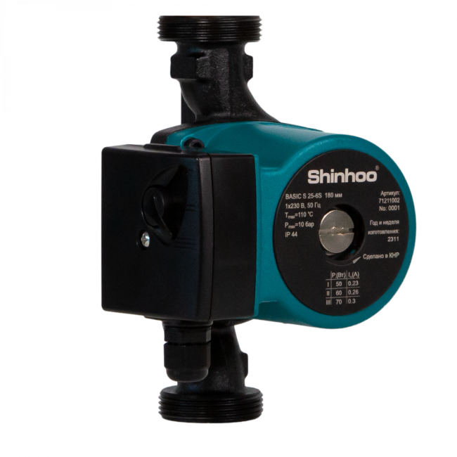 Насос циркуляционный с мокрым ротором Shinhoo BASIC S 25-6S 180мм Насос циркуляционный с мокрым ротором Shinhoo BASIC S 25-6S 180мм
