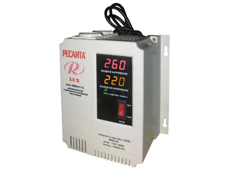 Однофазный цифровой настенный стабилизатор серии LUX РЕСАНТА АСН-2000Н/1-Ц