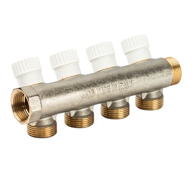 Коллектор 4 выхода с перекрывающими кранами LUXOR CP 454 G3/4xG3/4 EK (68512804) в Новосибирске Коллектор 4 выхода с перекрывающими кранами LUXOR CP 454 G3/4xG3/4 EK (68512804) в Новосибирске