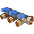 Коллектор 3 отвода с шаровыми кранами STOUT 3/4" 1/2" (синие ручки) (SMB 6201 341203) в Новосибирске