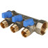Коллектор 3 отвода с шаровыми кранами STOUT 1" 1/2" (синие ручки) (SMB 6201 011203) в Новосибирске